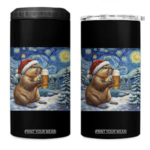 Otter Beer Christmas 4 in 1 Can Cooler Tumbler Starry Night Van Gogh TS14 One Size: 16 oz Black Print Your Wear