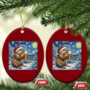 Otter Beer Xmas Ceramic Ornament Starry Night Van Gogh TS14 Print Your Wear