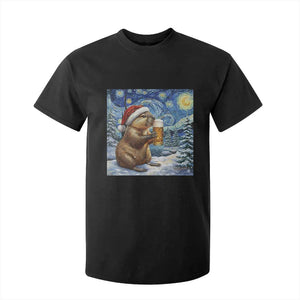 Otter Beer Christmas T Shirt For Kid Starry Night Van Gogh TS14 Black Print Your Wear
