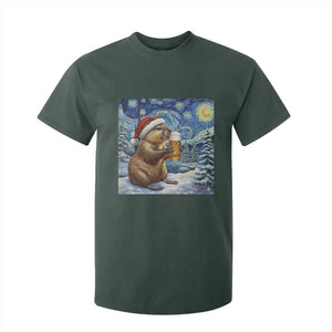 Otter Beer Christmas T Shirt For Kid Starry Night Van Gogh TS14 Dark Forest Green Print Your Wear