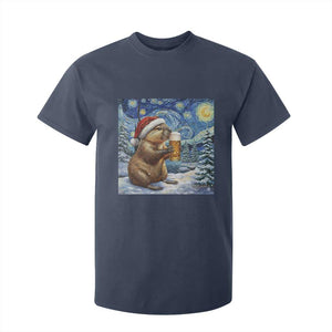 Otter Beer Christmas T Shirt For Kid Starry Night Van Gogh TS14 Navy Print Your Wear