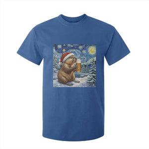 Otter Beer Christmas T Shirt For Kid Starry Night Van Gogh TS14 Royal Blue Print Your Wear