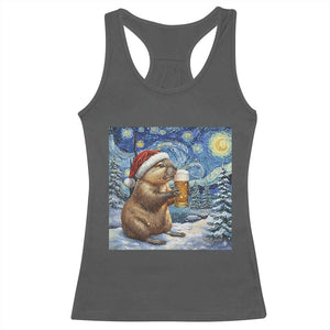 Otter Beer Christmas Racerback Tank Top Starry Night Van Gogh TS14 Dark Heather Print Your Wear