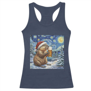 Otter Beer Christmas Racerback Tank Top Starry Night Van Gogh TS14 Navy Print Your Wear