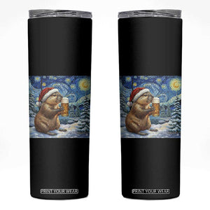 Otter Beer Christmas Skinny Tumbler Starry Night Van Gogh TS14 Black Print Your Wear