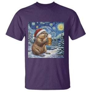 Otter Beer Christmas T Shirt Starry Night Van Gogh TS14 Purple Print Your Wear