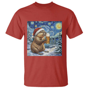 Otter Beer Christmas T Shirt Starry Night Van Gogh TS14 Red Print Your Wear