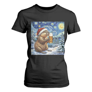 Otter Beer Christmas T Shirt For Women Starry Night Van Gogh TS14 Black Print Your Wear
