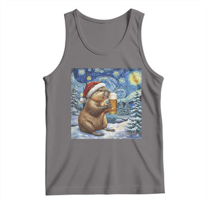 Otter Beer Christmas Tank Top Starry Night Van Gogh TS14 Deep Heather Print Your Wear