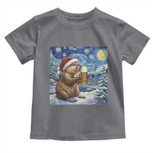 Otter Beer Christmas Toddler T Shirt Starry Night Van Gogh TS14 Charcoal Print Your Wear