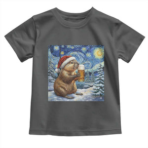 Otter Beer Christmas Toddler T Shirt Starry Night Van Gogh TS14 Dark Heather Print Your Wear