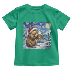 Otter Beer Christmas Toddler T Shirt Starry Night Van Gogh TS14 Irish Green Print Your Wear