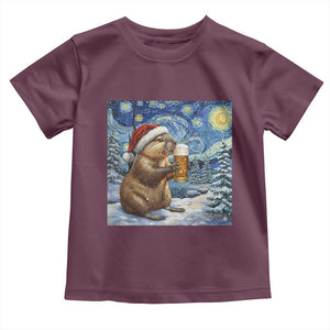 Otter Beer Christmas Toddler T Shirt Starry Night Van Gogh TS14 Maroon Print Your Wear