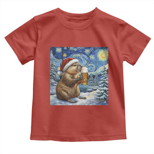 Otter Beer Christmas Toddler T Shirt Starry Night Van Gogh TS14 Red Print Your Wear