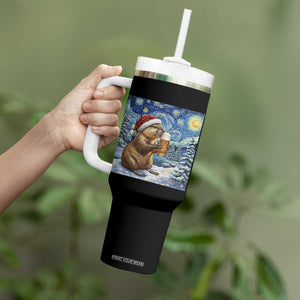 Otter Beer Christmas Tumbler With Handle Starry Night Van Gogh TS14 Print Your Wear