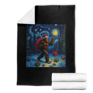 Bigfoot Christmas Throw Blanket Starry Night Van Gogh TS14 Black Print Your Wear