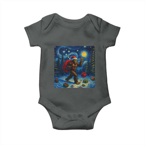 Bigfoot Christmas Baby Onesie Starry Night Van Gogh TS14 Dark Heather Print Your Wear