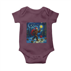 Bigfoot Christmas Baby Onesie Starry Night Van Gogh TS14 Maroon Print Your Wear