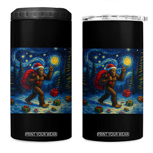 Bigfoot Christmas 4 in 1 Can Cooler Tumbler Starry Night Van Gogh TS14 One Size: 16 oz Black Print Your Wear