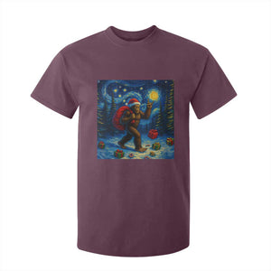 Bigfoot Christmas T Shirt For Kid Starry Night Van Gogh TS14 Maroon Print Your Wear