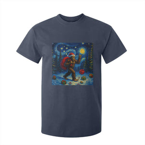 Bigfoot Christmas T Shirt For Kid Starry Night Van Gogh TS14 Navy Print Your Wear