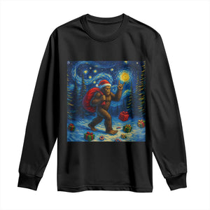 Bigfoot Christmas Long Sleeve Shirt Starry Night Van Gogh TS14 Black Print Your Wear