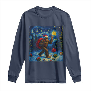 Bigfoot Christmas Long Sleeve Shirt Starry Night Van Gogh TS14 Navy Print Your Wear