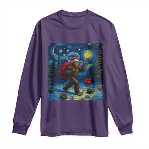 Bigfoot Christmas Long Sleeve Shirt Starry Night Van Gogh TS14 Purple Print Your Wear