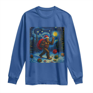 Bigfoot Christmas Long Sleeve Shirt Starry Night Van Gogh TS14 Royal Blue Print Your Wear