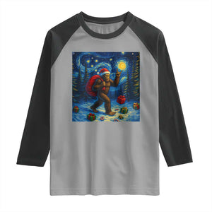 Bigfoot Christmas Raglan Shirt Starry Night Van Gogh TS14 Sport Gray Black Print Your Wear