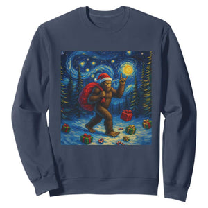Bigfoot Christmas Sweatshirt Starry Night Van Gogh TS14 Navy Print Your Wear