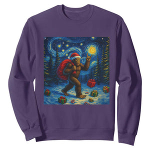 Bigfoot Christmas Sweatshirt Starry Night Van Gogh TS14 Purple Print Your Wear