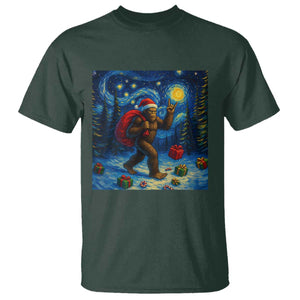 Bigfoot Christmas T Shirt Starry Night Van Gogh TS14 Dark Forest Green Print Your Wear