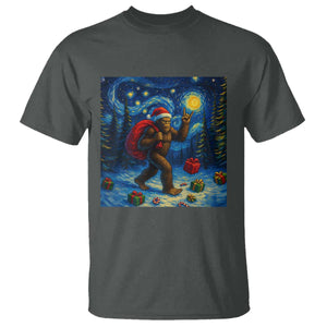 Bigfoot Christmas T Shirt Starry Night Van Gogh TS14 Dark Heather Print Your Wear