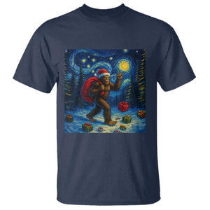 Bigfoot Christmas T Shirt Starry Night Van Gogh TS14 Navy Print Your Wear
