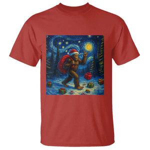 Bigfoot Christmas T Shirt Starry Night Van Gogh TS14 Red Print Your Wear