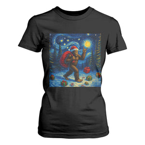 Bigfoot Christmas T Shirt For Women Starry Night Van Gogh TS14 Black Print Your Wear
