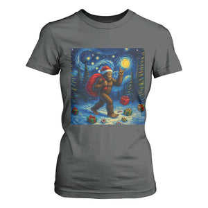 Bigfoot Christmas T Shirt For Women Starry Night Van Gogh TS14 Dark Heather Print Your Wear