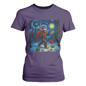 Bigfoot Christmas T Shirt For Women Starry Night Van Gogh TS14 Purple Print Your Wear
