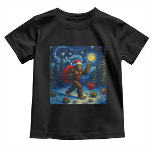 Bigfoot Christmas Toddler T Shirt Starry Night Van Gogh TS14 Black Print Your Wear