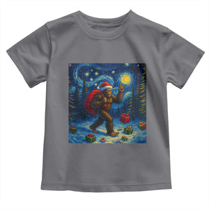 Bigfoot Christmas Toddler T Shirt Starry Night Van Gogh TS14 Charcoal Print Your Wear