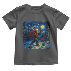 Bigfoot Christmas Toddler T Shirt Starry Night Van Gogh TS14 Dark Heather Print Your Wear