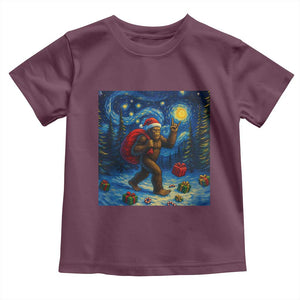 Bigfoot Christmas Toddler T Shirt Starry Night Van Gogh TS14 Maroon Print Your Wear