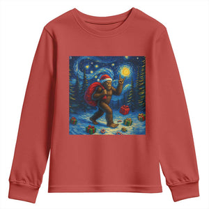 Bigfoot Christmas Youth Sweatshirt Starry Night Van Gogh TS14 Red Print Your Wear