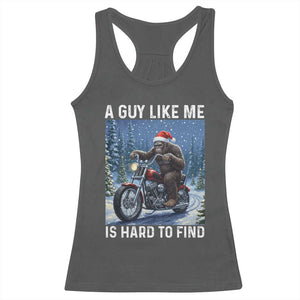 Funny Bigfoot Motorcycle Christmas Racerback Tank Top A Guy Like Me Is Hard To Forest Find TS14 Dark Heather Print Your Wear