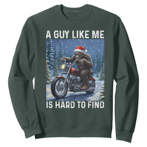 Funny Bigfoot Motorcycle Christmas Sweatshirt A Guy Like Me Is Hard To Forest Find TS14 Dark Forest Green Print Your Wear