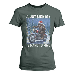 Funny Bigfoot Motorcycle Christmas T Shirt For Women A Guy Like Me Is Hard To Forest Find TS14 Dark Forest Green Print Your Wear