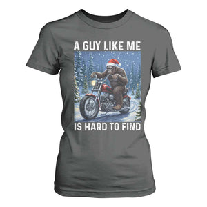 Funny Bigfoot Motorcycle Christmas T Shirt For Women A Guy Like Me Is Hard To Forest Find TS14 Dark Heather Print Your Wear