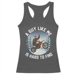 Funny Bigfoot Motorcycle Christmas Racerback Tank Top Sasquatch Rock On Hand Xmas TS14 Dark Heather Print Your Wear