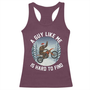 Funny Bigfoot Motorcycle Christmas Racerback Tank Top Sasquatch Rock On Hand Xmas TS14 Maroon Print Your Wear